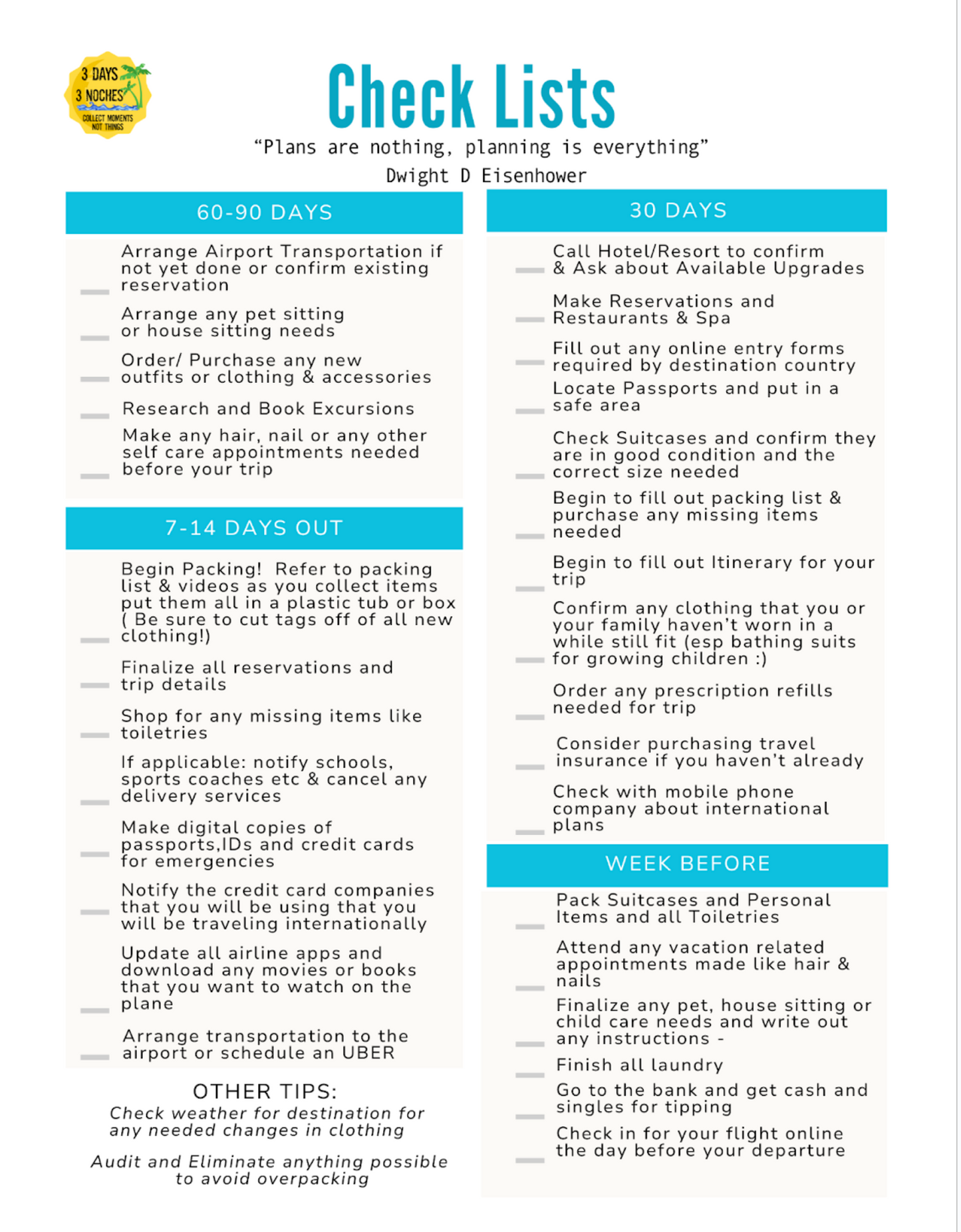Vacation Checklist - FREE
